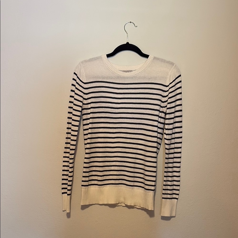 Merona Navy and White Striped Sweater